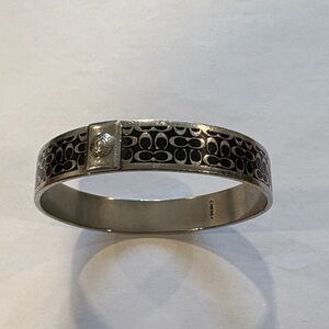 Coach Black and Silver Patterned Bangle